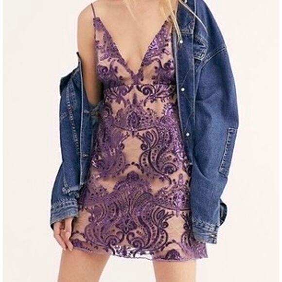 Free People Night Shimmer Mini Dress | Size 6 | MSRP $108 - Picture 1 of 7